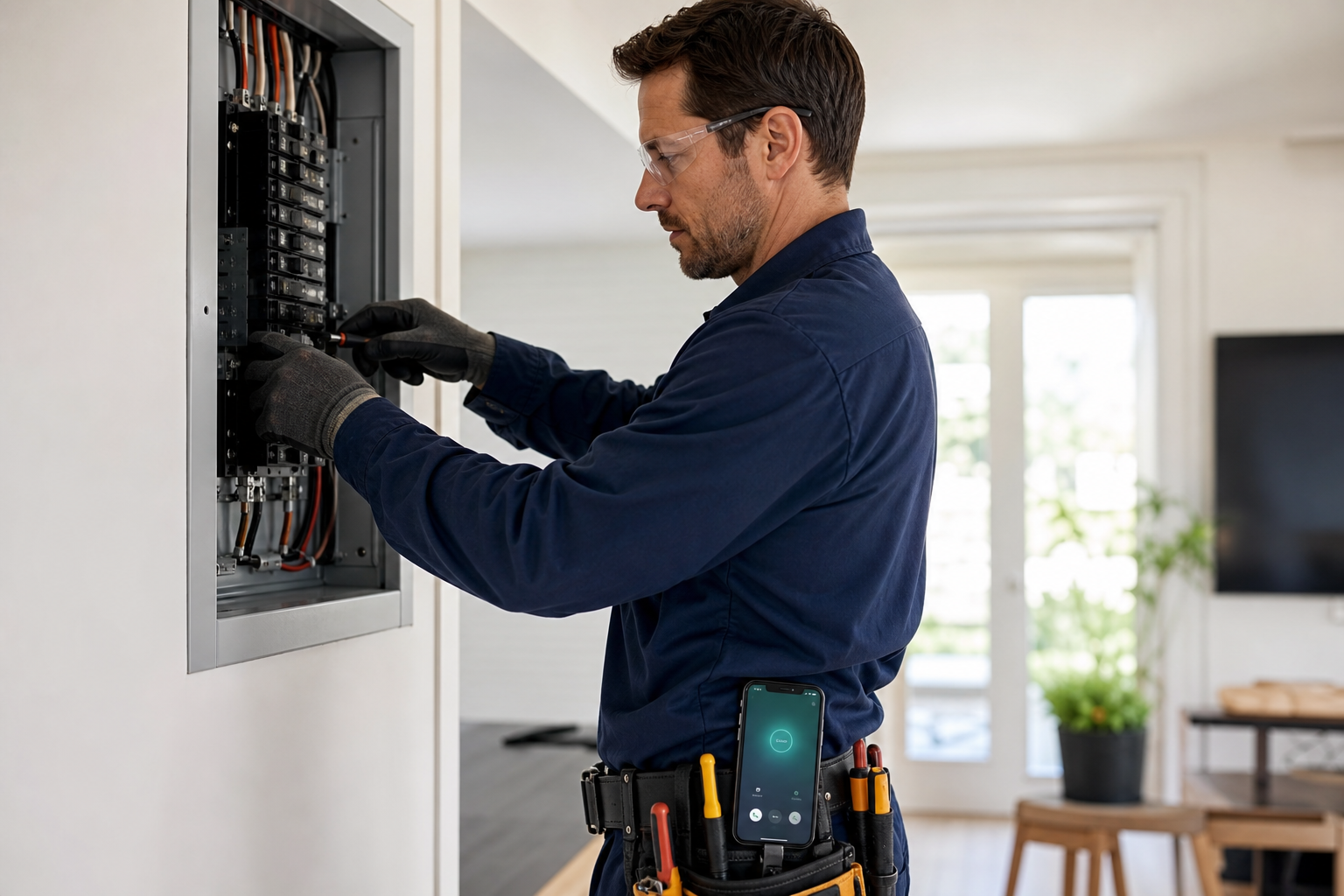 Electrical technician working in the field